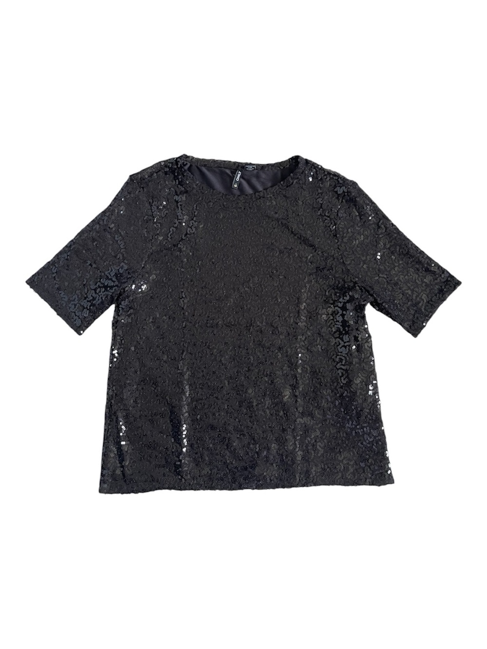 Only Black Short Sleeve Sequin Top